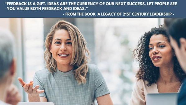 Employee making a feedback request for career development in workplace