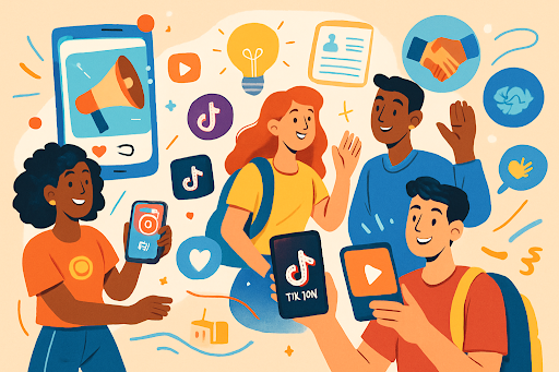 Employer Branding Ambassadors engaging with students during a campus recruitment event