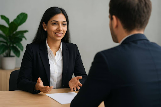 Students practising with behavioural interview insights for placements.