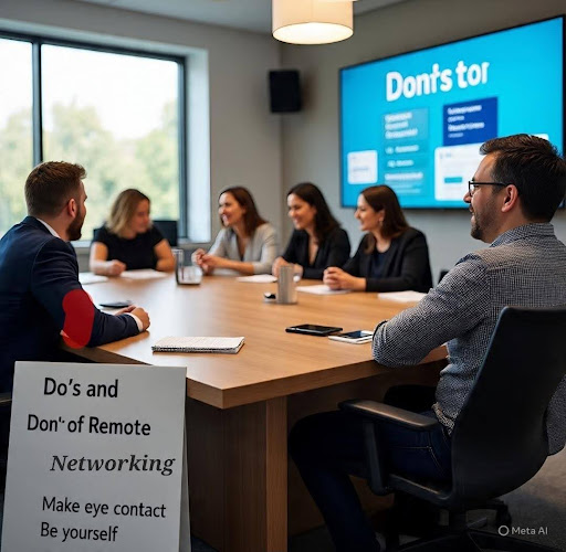 Professionals participating in online networking events via video conference