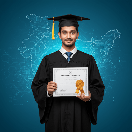 Indian students holding professional certifications that boost campus placement success and increase recruiter value.