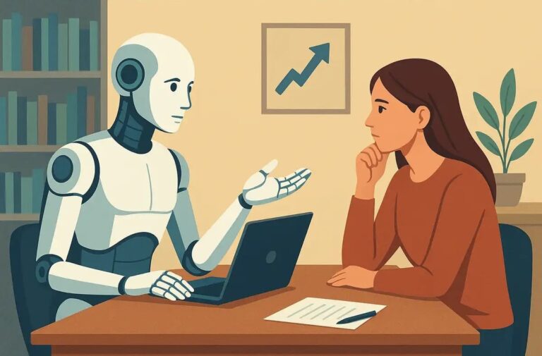 AI mentorship concept showing smart career tools for personalized learning and career growth