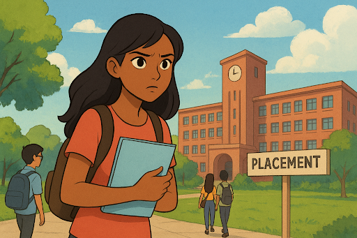 Indian students facing placement crisis, sharing experiences and building careers through campus story, reskilling, and networking