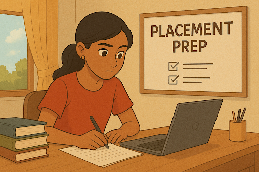 Students preparing for a specialised job placement prep session with portfolio building and skill development