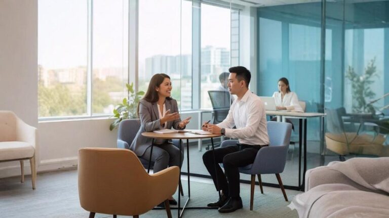 Mentor guiding a new hire during onboarding, showcasing HR practices for employee integration.