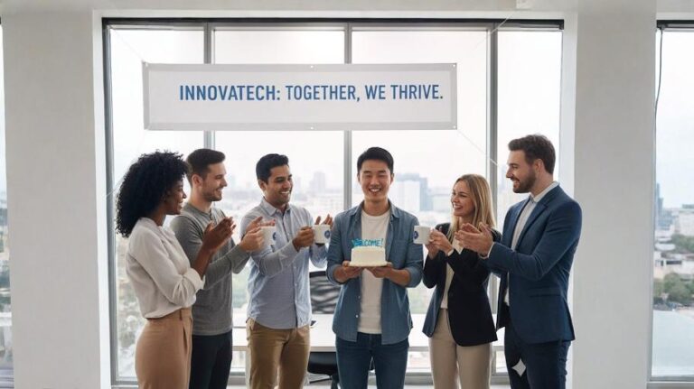 HR manager giving feedback to a new employee as part of onboarding HR practices.