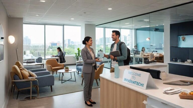 HR professional welcoming new hires during onboarding, demonstrating effective HR practices.