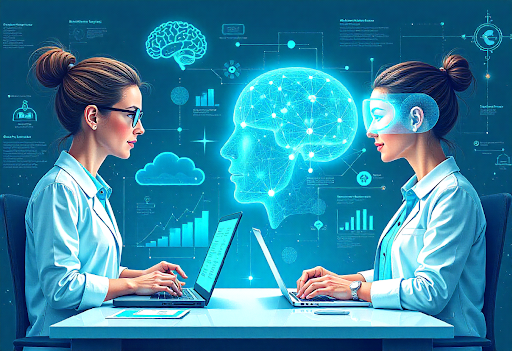 Illustration of future career trends highlighting AI jobs across technology, healthcare, business, and education sectors