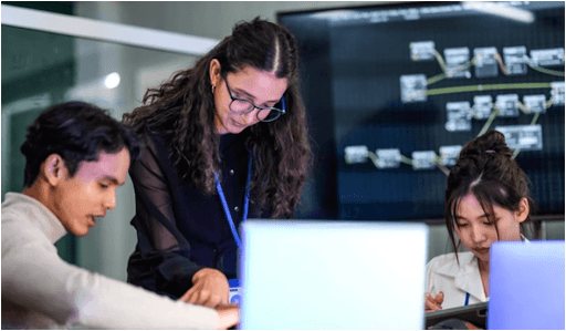 Students learning AI and data science through hands-on bootcamp training